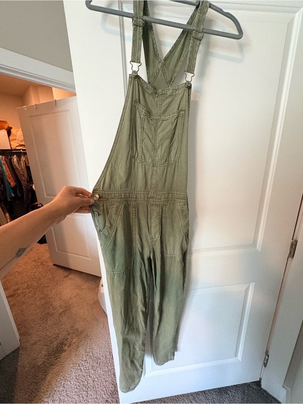 American Eagle Lightweight Olive Green Overalls